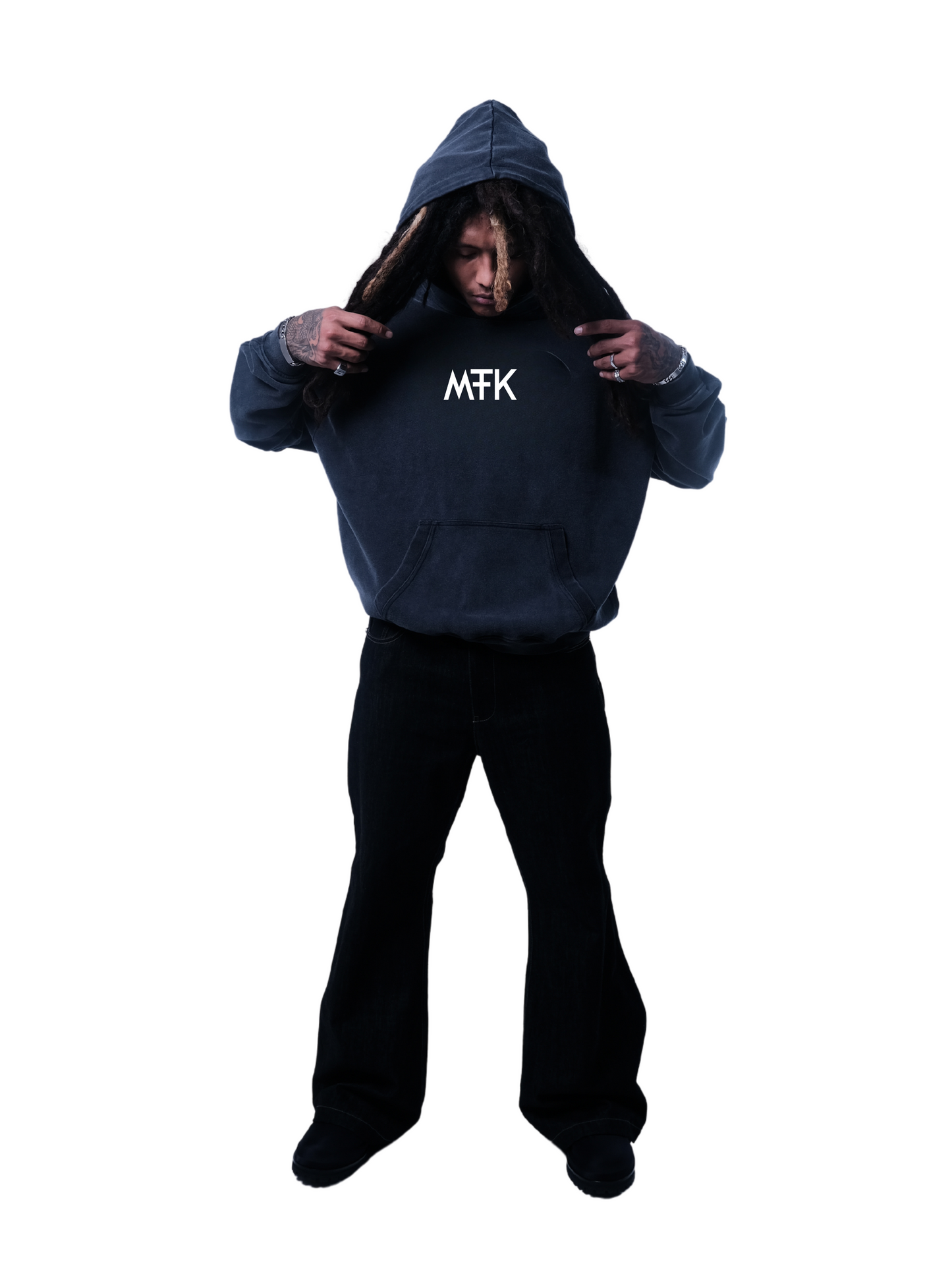 MTK LOGO HOODIE OVERSIZED IN DARK GREY